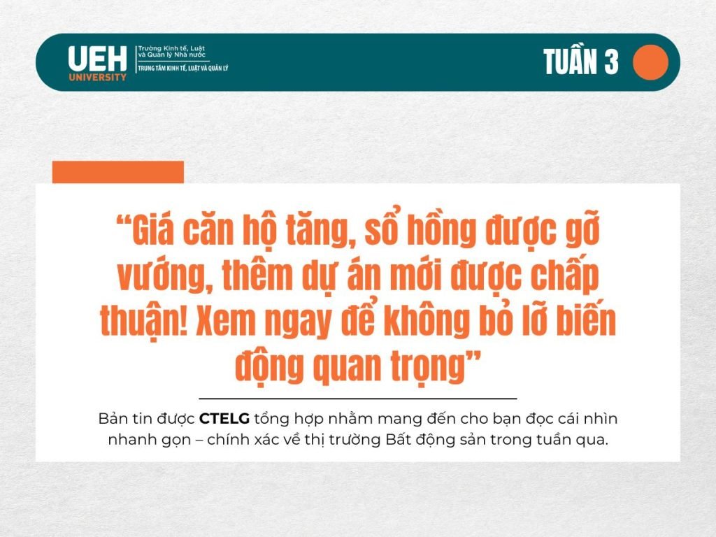 Điểm tin Bất động sản tuần qua: “Giá căn hộ tăng, sổ hồng được gỡ vướng, thêm dự án mới được chấp thuận! Xem ngay để không bỏ lỡ biến động quan trọng”